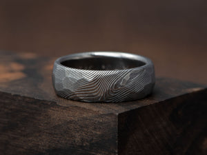Prstan - Damaščansko jeklo Obsidian - Simon Vida Jewelry
