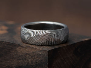 Prstan - Damaščansko jeklo Obsidian - Simon Vida Jewelry