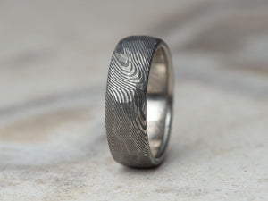 Prstan - Damaščansko jeklo Obsidian - Simon Vida Jewelry