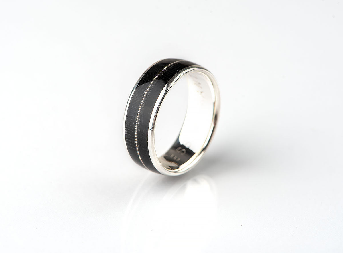 Prstan - srebro, SREBRNA kitarska struna, LP gramofonska plošča - Simon Vida Jewelry