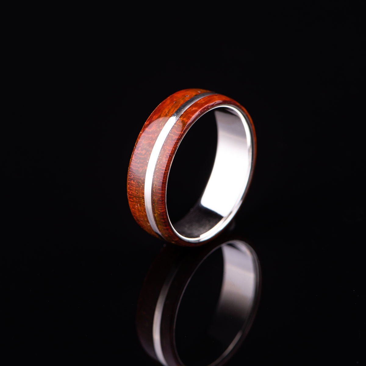 Prstan - Srebro, les Padouk, moški/ženski - Simon Vida Jewelry