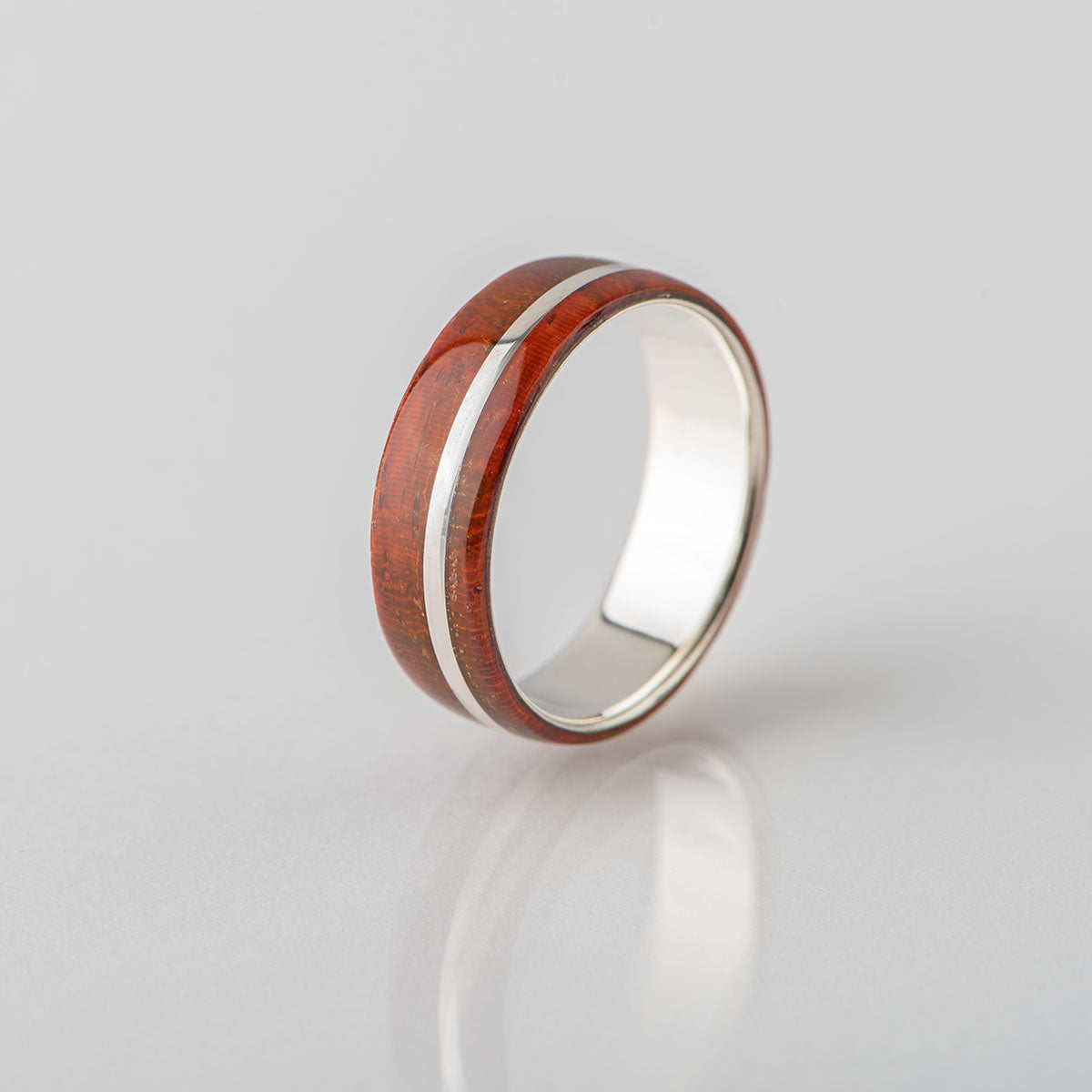 Prstan - Srebro, les Padouk, moški/ženski - Simon Vida Jewelry