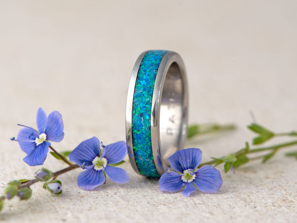 Prstan - srebro, Moder Opal Pacifik Safir - Simon Vida Jewelry