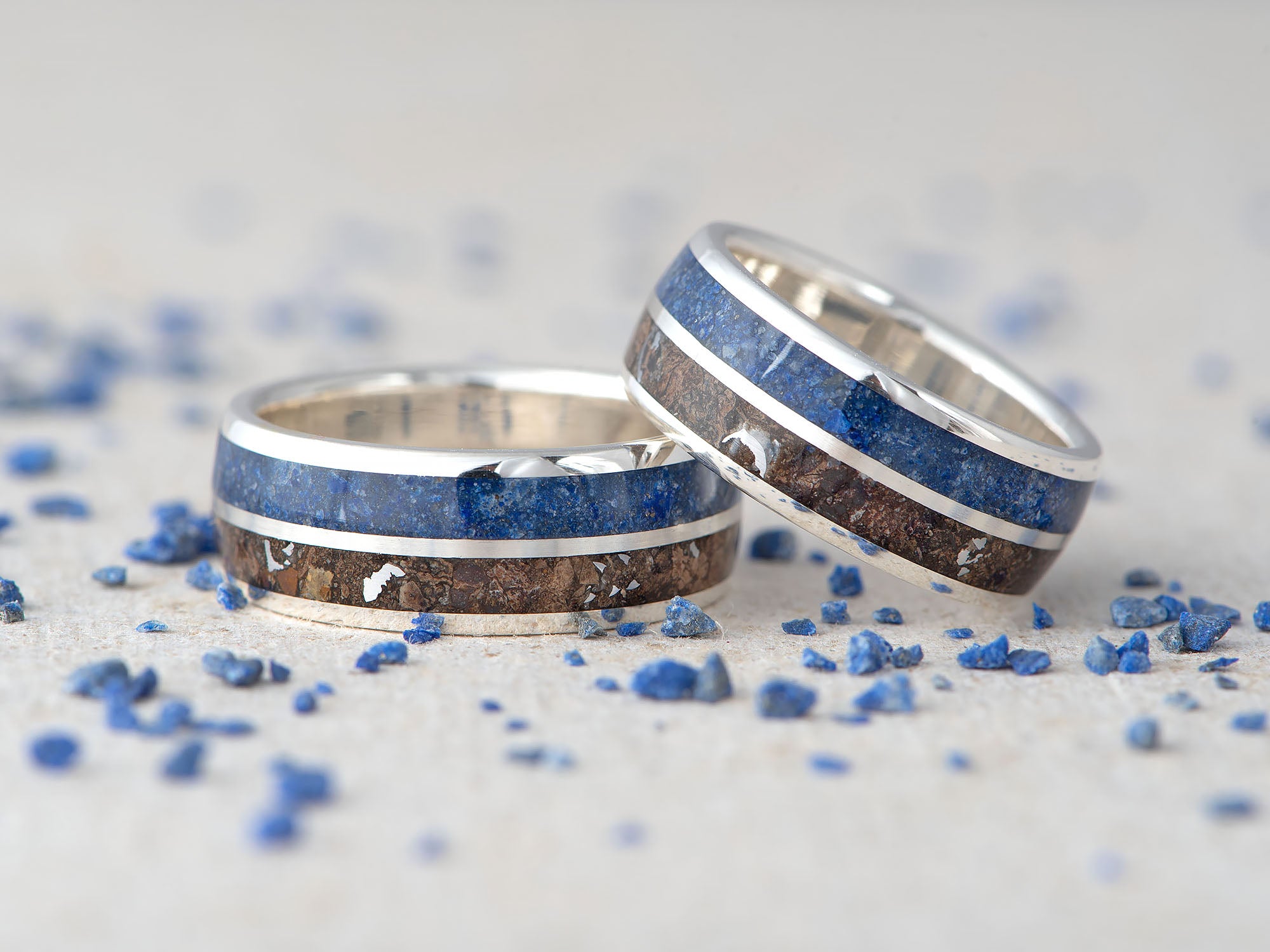 Prstan Apokalipsa LAPIS - Srebro, Meteorit, Fosil, Lapis Lazuli - Simon Vida Jewelry
