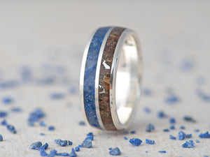 Prstan Apokalipsa LAPIS - Srebro, Meteorit, Fosil, Lapis Lazuli - Simon Vida Jewelry