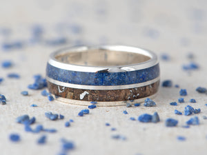 Prstan Apokalipsa LAPIS - Srebro, Meteorit, Fosil, Lapis Lazuli - Simon Vida Jewelry