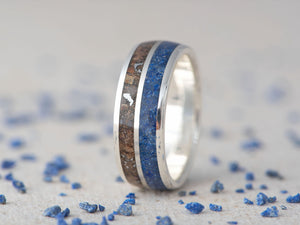 Prstan Apokalipsa LAPIS - Srebro, Meteorit, Fosil, Lapis Lazuli - Simon Vida Jewelry