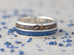 Prstan Apokalipsa LAPIS - Srebro, Meteorit, Fosil, Lapis Lazuli - Simon Vida Jewelry