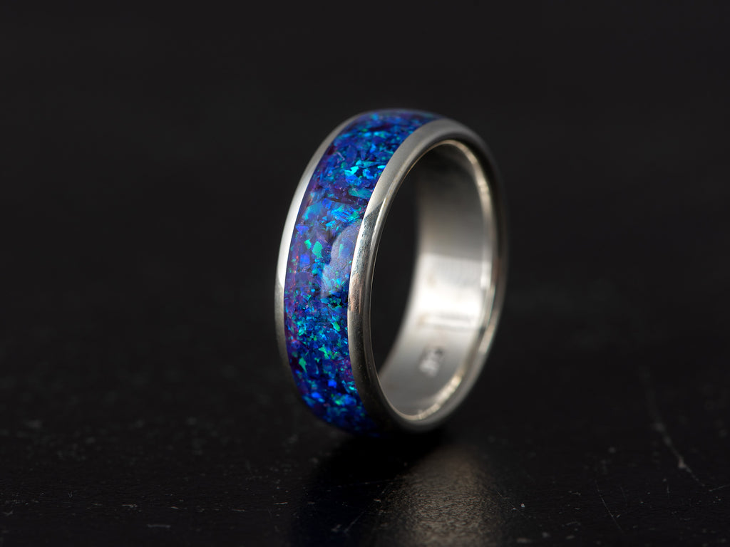 Prstan - srebro, Opal Sivka - Simon Vida Jewelry