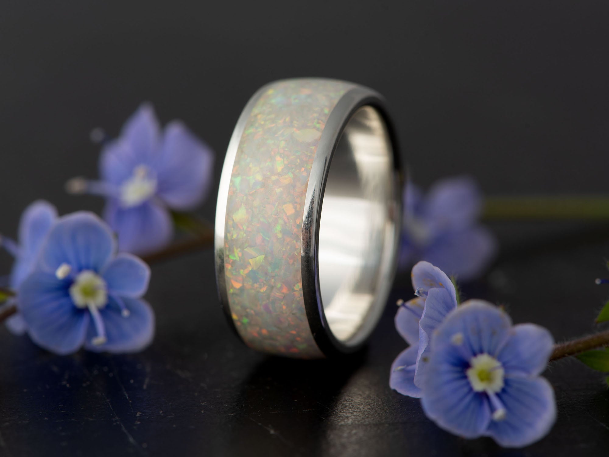 Prstan - srebro, Beli Opal - Simon Vida Jewelry