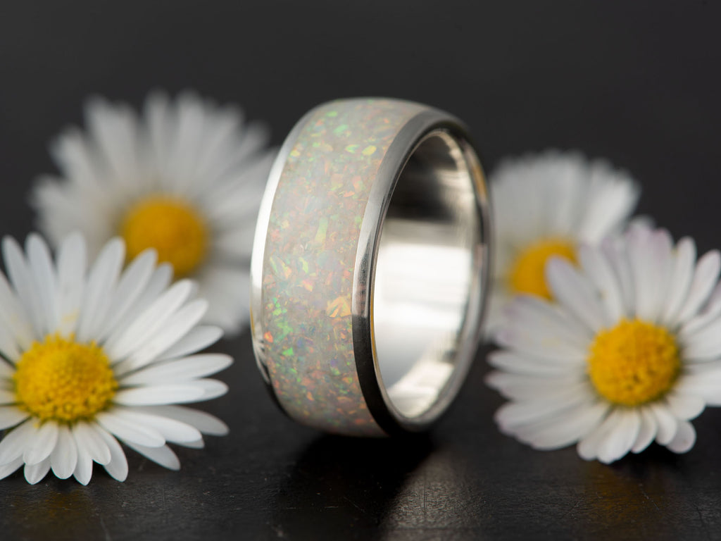Prstan - srebro, Beli Opal - Simon Vida Jewelry