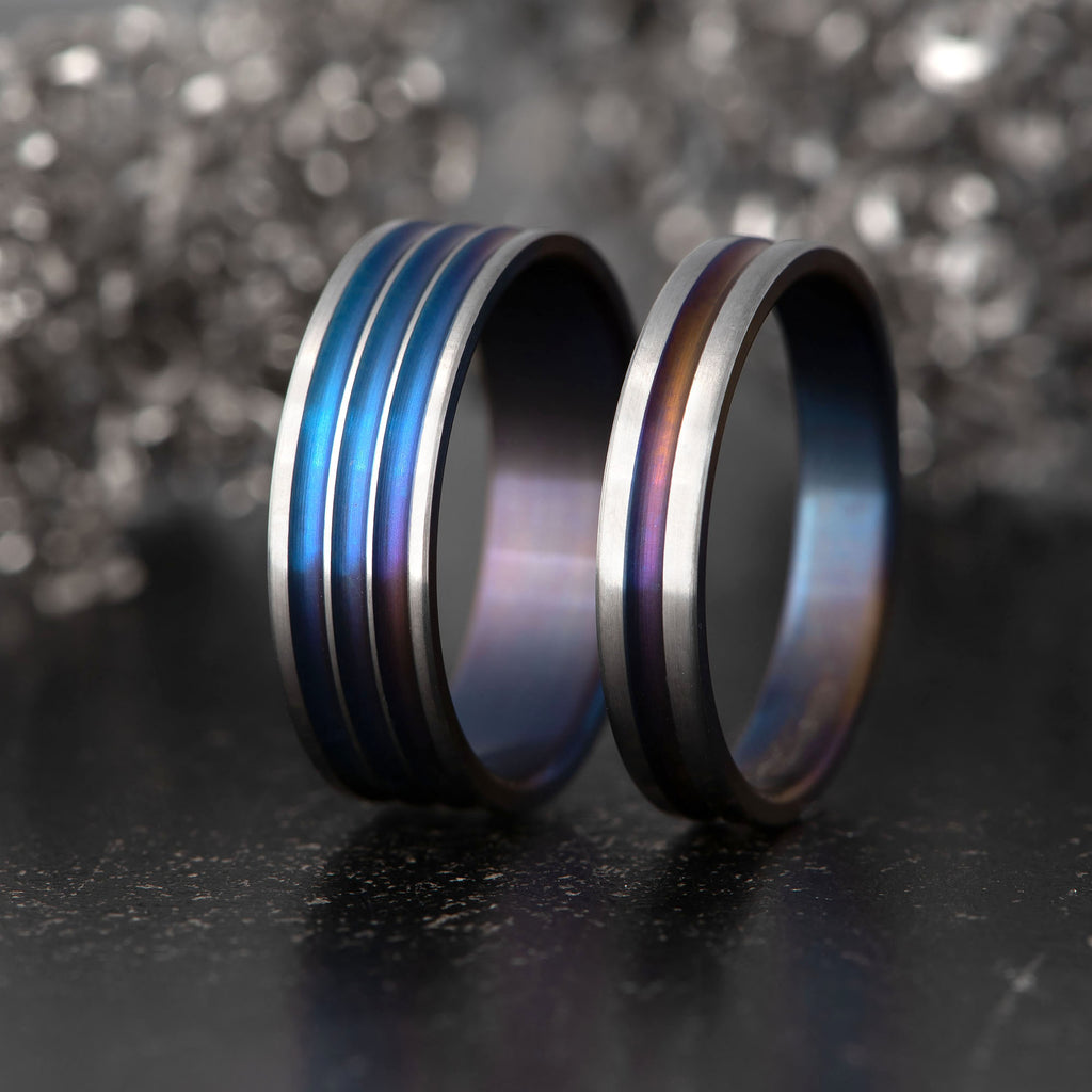 Prstan - Titan Barvne črte - Simon Vida Jewelry
