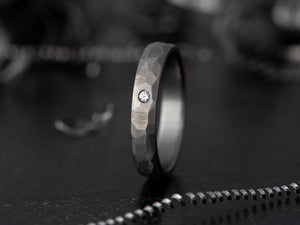 Prstan - Titan, Brušeni z DIAMANTOM - Simon Vida Jewelry