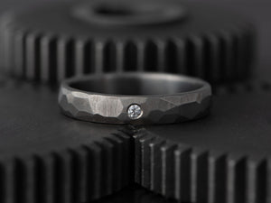 Prstan - Titan, Brušeni z DIAMANTOM - Simon Vida Jewelry