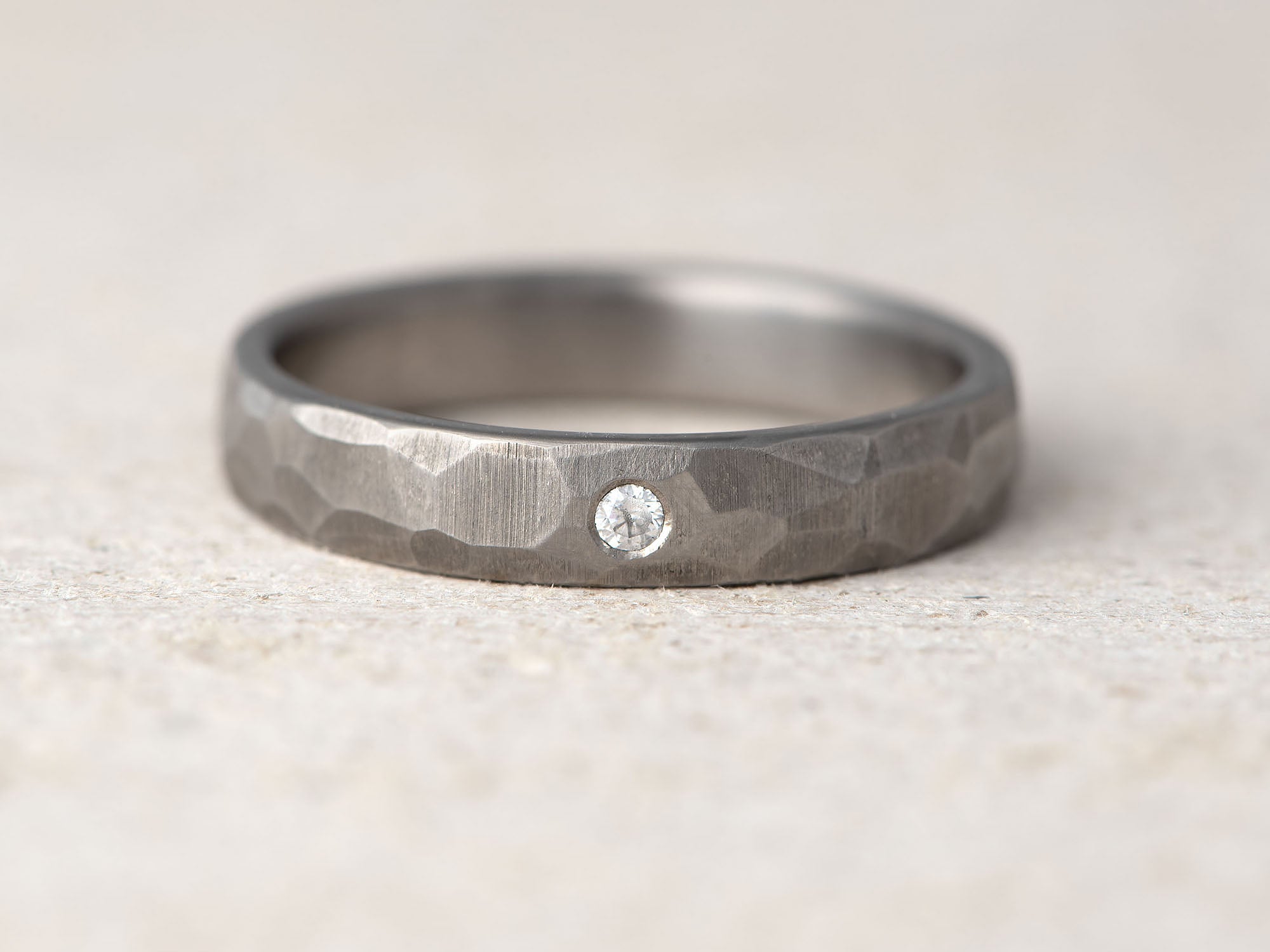 Prstan - Titan, Brušeni z DIAMANTOM - Simon Vida Jewelry