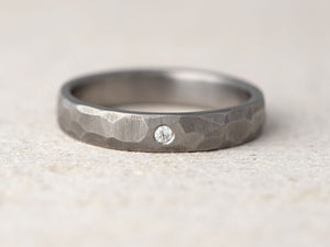 Prstan - Titan, Brušeni z DIAMANTOM - Simon Vida Jewelry